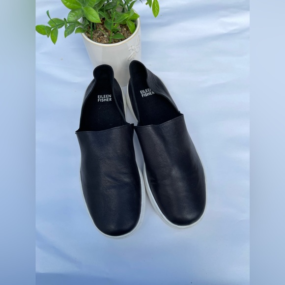 Eileen Fisher black leather loafers size 8.5 - Picture 5 of 10